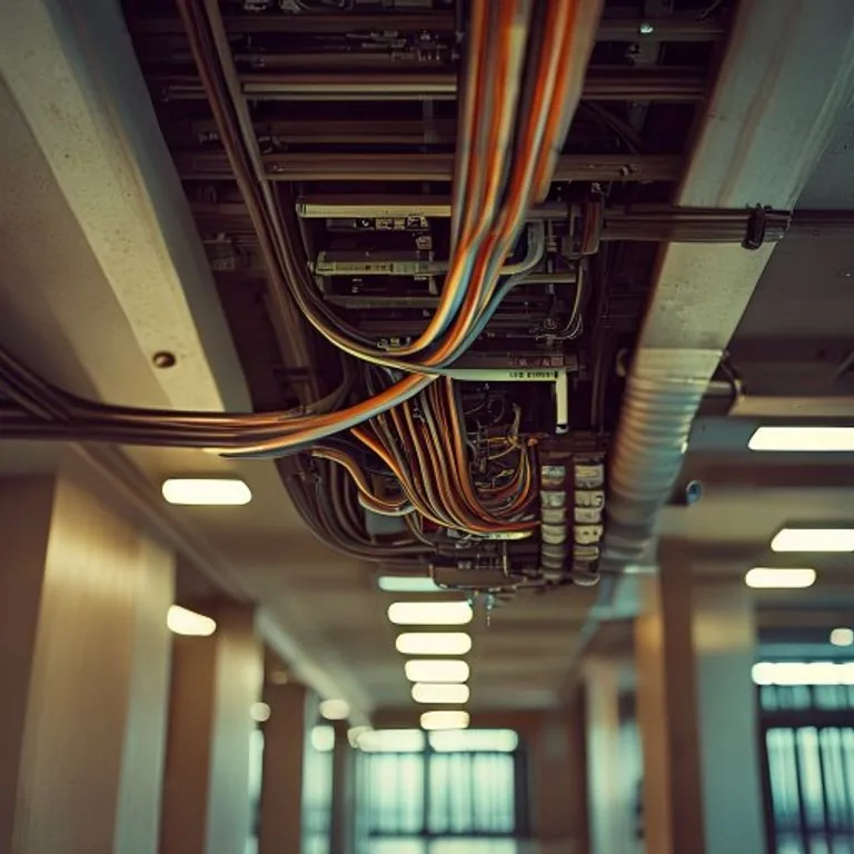 Switches de red y cableado montados en un rack