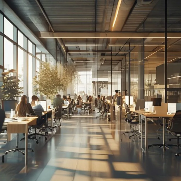 Wide open plan office with IT colleagues at their desks